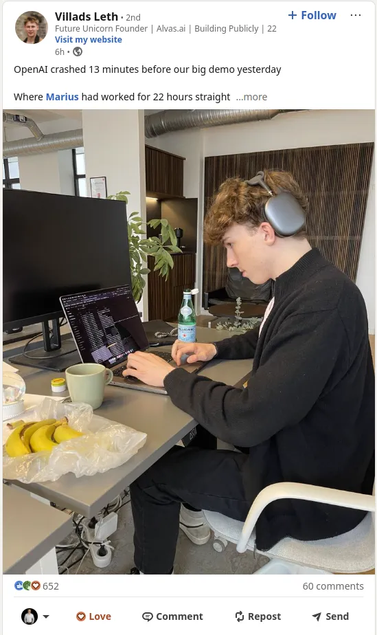 Photo of Marius coding up a demo